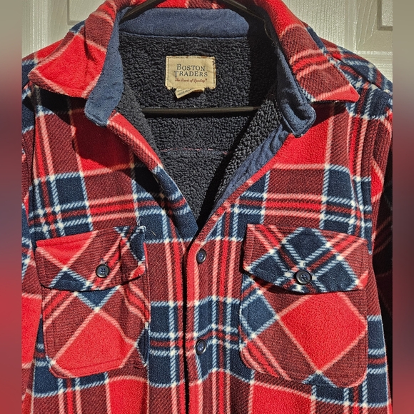Sherpa Lined Plaid Jacket | Boston Traders Mens Size M | Cozy Inside & Out - Picture 2 of 8